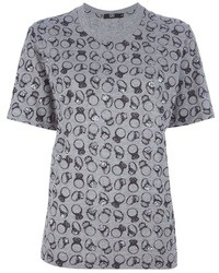 T-shirt girocollo stampata grigio scuro di Markus Lupfer