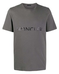 T-shirt girocollo stampata grigio scuro di Moncler
