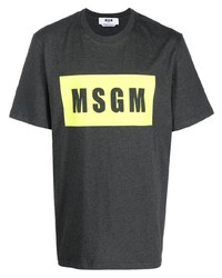T-shirt girocollo stampata grigio scuro di MSGM