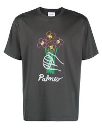 T-shirt girocollo stampata grigio scuro di Palmes