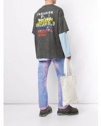 T-shirt girocollo stampata grigio scuro di Wooyoungmi