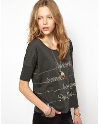 T-shirt girocollo stampata grigio scuro di Pepe Jeans