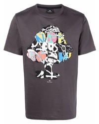 T-shirt girocollo stampata grigio scuro di PS Paul Smith