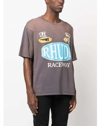 T-shirt girocollo stampata grigio scuro di Rhude