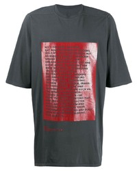 T-shirt girocollo stampata grigio scuro di Rick Owens DRKSHDW