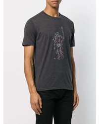 T-shirt girocollo stampata grigio scuro di Saint Laurent