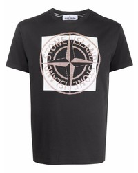 T-shirt girocollo stampata grigio scuro di Stone Island