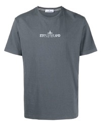 T-shirt girocollo stampata grigio scuro di Stone Island