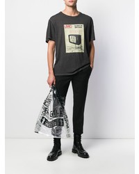 T-shirt girocollo stampata grigio scuro di Neil Barrett