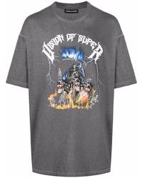 T-shirt girocollo stampata grigio scuro di Vision Of Super