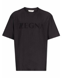 T-shirt girocollo stampata grigio scuro di Z Zegna