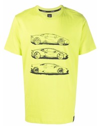 T-shirt girocollo stampata lime di Automobili Lamborghini