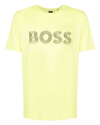 T-shirt girocollo stampata lime di BOSS