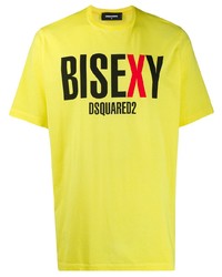 T-shirt girocollo stampata lime di DSQUARED2