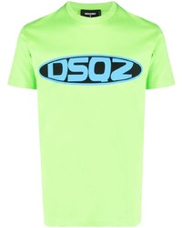 T-shirt girocollo stampata lime di DSQUARED2