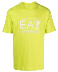 T-shirt girocollo stampata lime di Ea7 Emporio Armani