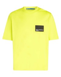 T-shirt girocollo stampata lime di KARL LAGERFELD JEANS