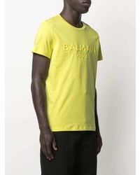 T-shirt girocollo stampata lime di Balmain