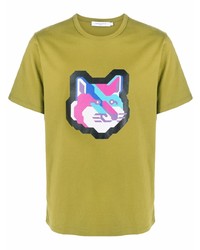 T-shirt girocollo stampata lime di MAISON KITSUNÉ