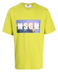 T-shirt girocollo stampata lime di MSGM
