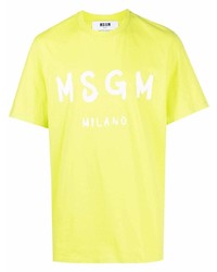 T-shirt girocollo stampata lime di MSGM