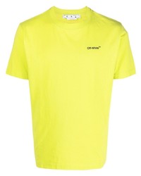 T-shirt girocollo stampata lime di Off-White