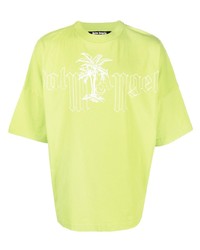 T-shirt girocollo stampata lime di Palm Angels
