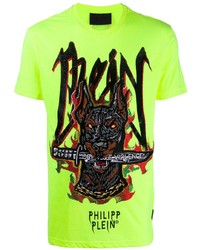 T-shirt girocollo stampata lime di Philipp Plein