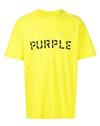 T-shirt girocollo stampata lime di purple brand