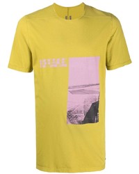 T-shirt girocollo stampata lime di Rick Owens DRKSHDW
