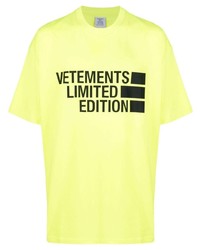 T-shirt girocollo stampata lime di Vetements