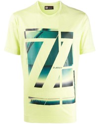T-shirt girocollo stampata lime di Z Zegna