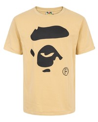 T-shirt girocollo stampata marrone chiaro di A Bathing Ape