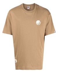 T-shirt girocollo stampata marrone chiaro di AAPE BY A BATHING APE