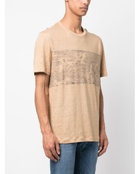 T-shirt girocollo stampata marrone chiaro di Brioni