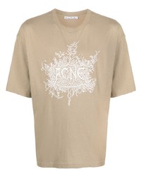 T-shirt girocollo stampata marrone chiaro di Acne Studios