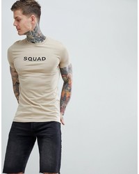 T-shirt girocollo stampata marrone chiaro di ASOS DESIGN