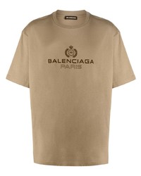 T-shirt girocollo stampata marrone chiaro di Balenciaga