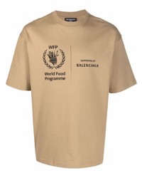 T-shirt girocollo stampata marrone chiaro di Balenciaga