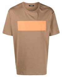 T-shirt girocollo stampata marrone chiaro di Balmain