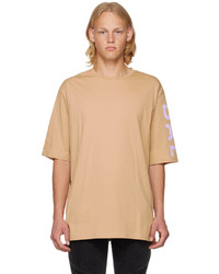 T-shirt girocollo stampata marrone chiaro di Balmain