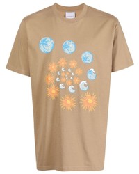 T-shirt girocollo stampata marrone chiaro di BLUEMARBLE