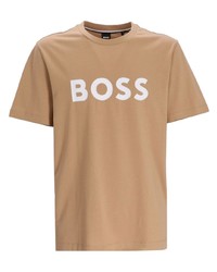T-shirt girocollo stampata marrone chiaro di BOSS