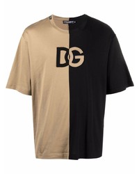 T-shirt girocollo stampata marrone chiaro di Dolce & Gabbana