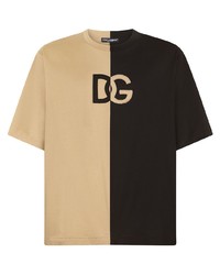 T-shirt girocollo stampata marrone chiaro di Dolce & Gabbana