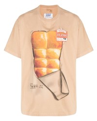 T-shirt girocollo stampata marrone chiaro di Doublet