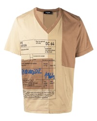 T-shirt girocollo stampata marrone chiaro di DSQUARED2