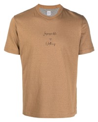 T-shirt girocollo stampata marrone chiaro di Eleventy