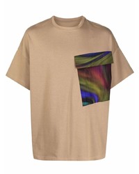 T-shirt girocollo stampata marrone chiaro di Emporio Armani