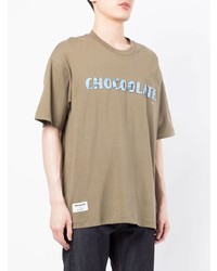 T-shirt girocollo stampata marrone chiaro di Chocoolate